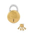 Godrej Nav-tal 7 Levers Round Padlock for Main Door with 4 Keys, Hardened Shackle Brass Finish Home Safety Door Lock (Gold, Pack of 1)