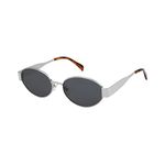 4Flaunt Retro Oval Uv Protected Sunglasses For Women & Men|Trending, Stylish & Durable Metal Frame Vintage 90S Sunglasses With Uv 400 Protection Lenses (C4 - Silver/Grey)