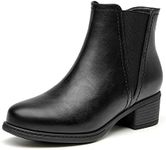 VJH confort Women's Ankle Boots Elastic Chunky Low Heel Chelsea Booties with Zipper(Black,7.5), Black, 7.5