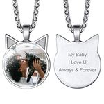 GOLDCHIC JEWELRY Custom Cat Necklace with Photo For Women Girls, Personalised Photo Engraved Necklace Memorial Gifts For Cats Lovers