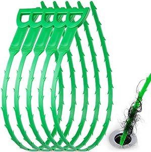 Simple Craft 5 Pack 20-Inch Plumbing Snake Drain Clog Remover - Long Flexible Toilet Snake Wire With Barbed Edges - Sink Drain Cleaner & Sink Snake For Shower Drain, Tubs, Pipes, & Toilets (Green)