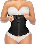 YIANNA Waist Trainer for Women Latex Underbust Tummy Control Waist Cincher Corset Hourglass Body Shaper Zipper and Hooks,YA2231-Black-XL