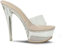 Chase & Chloe Women's Clear Slip On Platform Lucite Heel