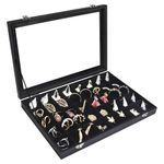 Siveit Jewelry Tray Organizer Box 40 Grid Jewelry Display Organizer Box with Transparent Lid Rings Earrings Necklaces Pendants Display Box Suitable for Women and Girls (40 Grid, Black)