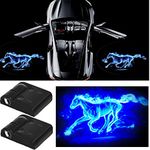 3D Wireless Magnetic Car Door Step LED Welcome Logo Shadow Ghost Light Laser Projector Lamp(Blue Horse)