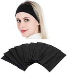 Yeshan Wide face mask headbands for women With Soft Stretchy Black Bandana Headbands Elastic Yoga Sports Headwrap,Pack of 10