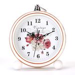 Maxspace Vintage Alarm Clock, 5.25" Silent Non-Ticking Retro Analog Clock, Battery Operated Small Desk Clock for Bedroom/Living Room/Office/Shelf Decor (Peony)