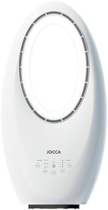 Jocca - Ventilador Sin Aspas con Mando a Distancia| Ventilador Potente y Silencioso| Luz Nocturna LED| 3 Velocidades| Control Táctil| Temportizador| Blanco| 29,2x17,1x57,2cm