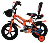 ROCKSTAR 14 inch Sports Kids Cycle for Boys & Girls 3 to 5 Years with Training Wheels (Orange)