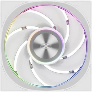 PCCOOLER 120mm PWM Case Fan, Dual Halo Lighting, Wireless Connection Design, Dual Ball Bearing, High Static Pressure, 5V 3-Pin Sync, Single Fan (F7 X120 ARGB White)