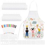 Morcheiong 72Pcs DIY Kid Aprons Set, Kids Painting Aprons with Colored Pen and Crafts Template for Handmade Craftsmanship Art Painting