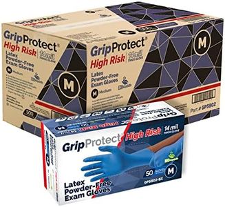 GripProtect High Risk 14 Mil Latex Exam Gloves | Powder-Free Disposable Gloves | Medical, Law Enforcement, EMS, First Responder (Medium 500)