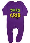 Baby Moo's Funny Baby Outfit Sleepsuit for Boys or Girls | Alternative TALES FROM THE CRIB - Halloween, Goth Baby Clothes, or Baby Gift UK (0-3 Months) Purple