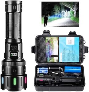 LEKIA Torcia LED Potente 500000 Lumens, Professionale Torcia LED Ricaricabile Type-C, 5 Modalità Tattica Torcia Militare Alta Potenza Torcia Elettrica Zoomabile, Impermeabile Per Campeggio Emergenza