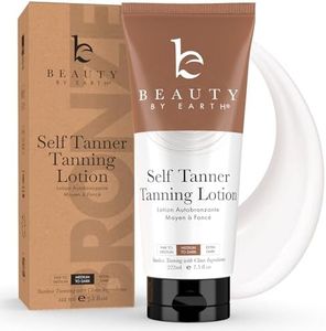 Beauty by Earth Self Tanner - USA Made with Natural & Organic Ingredients Self Tanning Lotion for Body, Sunless Tanning Lotion, Perfect Self Tan for Men & Women for a Natural Looking Glow