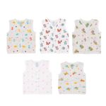 A toddler thing - Organic Cotton Muslin Button Jabla | White Jhabla | Assorted Pack of 5 | Size - 3-6 Months | for Boys & Girls Summer Wear Jabala | Sleeveless Regular Fit Vest | Baby Products