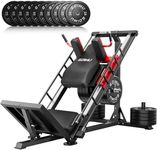 Leg Press Hack Squat Machine with Back Support Cushion, 3 in 1 Adjustable Leg Press Machine with Quad Track Roller System, Hack Squat Machine