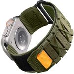Zitel Band Compatible With Apple Watch Ultra 2 Band/Ultra Band 49Mm 45Mm 44Mm 42Mm For Men, Ultra Wide Nylon Rugged Sport Strap For Iwatch Series 9 8 7 6 5 4 3 Se (Army Green), 26 MM