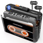 Bluetooth Cassette Tape Player with 1100mAH Rechargeable Battery, Compact Vintage Cassette Player with Earphone, Back Clip Microcassette Player for Home,Park (Black)