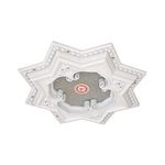 AFD Home Eight-Pointed Star Chandelier Ceiling Medallion and Fan Medallion, 24 Inches, White and Silver