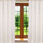 Home- The Best is for You Cotton Self Design/Woven Grommet Heavy Fabric Curtains - Pack of 2 (Cream_Ogee, 7.5 Feet_Door)