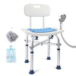 Shower Chair for Inside Shower with Back 500lb, Boiarc Bariatric Shower Chair with Shower Head Holder and Handle, Anti-Slip Shower Bench Bathtub Stool for Seniors, Elderly, Disabled, Handicap, Injured