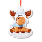 Ornaments by Elves - Personalized Baby Moose Christmas Tree Ornament 2023 - My First Christmas Decorations - Moose Christmas Home Decor - Baby Boy Keepsake Ornament in a Giftable Packaging