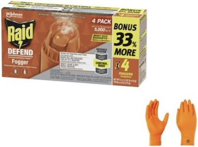 Raid Concentrated Deep Reach Pest Killer & Roach Fogger, 1.5 fl oz, 4 Count | Premium USA Supply Gloves for Safe Eradication | USA Supply Pest ID Card