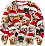 Male Funny Sweatshirt for Christmas Red X-mas Outfits for Holiday Party Novelty Loose Hoodless Sweater Shirt X-Large