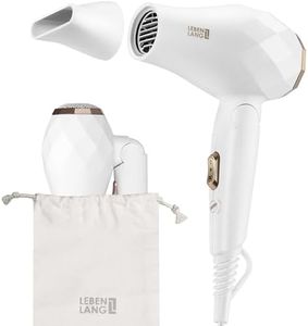 LEBENLANG Seche cheveux voyage pliable petit - 1000W & Double tension & Sac de voyage avec buse de coiffage inclus I Sèche cheveux ionique Hair dryer I Mini sechoir cheveux Séche cheveux leger