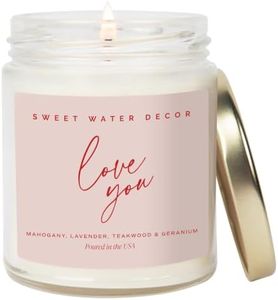 Sweet Water Decor Love You Soy Wax Candle, 9 oz Clear Jar with Gold Lid