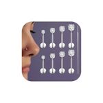 Uni-J Threadless Flat Back Earrings 316L Surgical Steel Threadless Nose Studs Ring for Women Men Push in Labret Stud Tragus Cartilage Helix Body Piercing Jewelry 5mm 6mm 7mm 8mm Length(20G Silver)