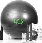 Exercise Ball -Professional Grade Exercise Equipment Anti Burst Tested with Hand Pump- Supports 2200lbs- Includes Workout Guide Access- 55cm/65cm/75cm/85cm Balance Balls (Dark Grey, 55 cm)