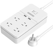 NTONPOWER Power Outlet Bar Surge Protector with 12W 2 USB Charging Port and 4 Electric Outlets Flat Wall Plug Power Strip with 5ft Heavy Duty Extension Cord for Home Office - White