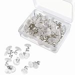 100Pcs Clear Heads Twist Pins Upholstery Pins with Storage Box Bed Skirt Pins Slip Cover Fasteners Pins Plastic Upholstery Tacks Headliner Pins for Upholstery Slipcovers Mattresses