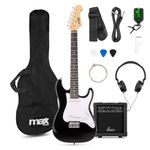 Max GigKit Junior Electric Guitar Starter Pack, 3/4 Size, Black – Complete Beginner Kit for Kids 8-13, 20W Amp, Headphones, Case, Digital Tuner, Strap, Picks, Spare Strings