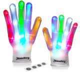 The Noodley Skeleton Children's Toy for Boys LED Illuminated Gloves Sensory Toy for Autistic Children Cosplay Halloween Costume Stocking Stuffers Age 4 5 6 7 (Small, White)