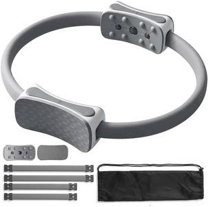Pilates Ring Detachable Magic Circle - 2 Sizes 15" & 12.6" Fiberglass Magic Circles with Detachable Non-Slip Padded Handles and Storage Bag, Resistance Rings for Inner Thighs, Pelvic Floor, Home