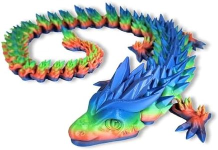 Huge 30" Articulated Rainbow Dragon - Made in USA - 3D Printed, 3D Printed Dragons (Top Blue)
