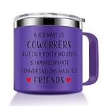 WINBBY Coworker Mug - Gag Going Away Gift for Coworker, Leaving, Retirement Gifts for Women, Best Friend - Funny Farewell, Goodbye Gifts for Woman - 14 OZ Insulated Coffee Mug - Purple Mug Tumbler