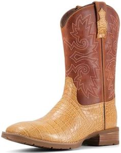 SUREWAY Caiman Cowboy Boots For Men - Mens Square Toe Western Boot, Oil/Slip Resistant,Durable Fashionable Classic Pull on 10 Inch Wellington Boots - Soft Toe Work Boots