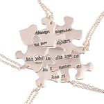 LUX ACCESSORIES 5 Puzzle Shaped Friendship Words Necklace Always Together Never Apart, Zinc