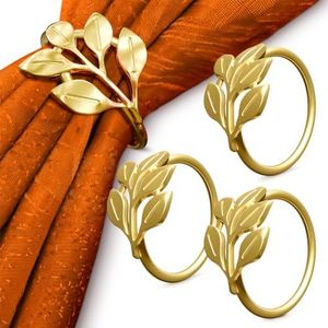 20Pcs Gold Napkin Rings - Gold Fall Leaf Napkin Rings Set of 20 - Holiday Cloth Napkin Rings for Dining Table Decor - Gold Napkin Holder for Birthday, Wedding Easter Valentines Day Napkin Rings