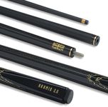 POWERGLIDE Snooker Pool or Billiard Cue | Carbon Fibre & Fibreglass | Ultra Smooth Metallic Painted High Gloss Black | 2-Piece 50/50 Joint | 18oz | Full Size 57" | 10mm Tip