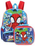 Marvel 16'' Full Size Spidey and His Amazing Friends Backpack Lunchbox Set Bookbag School Set, Blue/Red