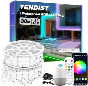 TENDIST 30M WiFi Outdoor LED Strip Waterproof, IP67 LED Exterior Lights with Smart App, 24 V Music Sync RGB Waterproof Light Strip for Party, Balcony, Roof, Balcony, Backyard, Pergola, Patio