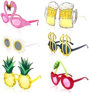 Aurasky Lunettes de Soleil Hawaïennes, Lunettes de Soleil Drôle, Hawaii Tropicales Fête Accessoires, pour Anniversaires Favors Beach Pool Outdoor Summer Luau Party