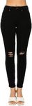 Wax Jean Women's Butt I Love You Push Up High Rise Skinny Denim Jeans with Rips, Black, 9