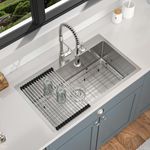 33 Drop In Kitchen Sink - Mocoloo 33x19 Inch Single Bowl Kitchen Sink, Topmount 16 Gauge 304 Stainless Steel Above Counter Sink Deep Basin With Accessories