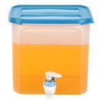 Cutting EDGE Dispenser Jar for Juice, Drinks, Water and Beverages at Picnic, Office, Restaurant with Spigot / Faucet, Square Shape Container and Wide Mouth Allows Easy Filling, Best for Outdoor/Party 4500ML/4.5L Capacity with Blue Lid ( White Tap )